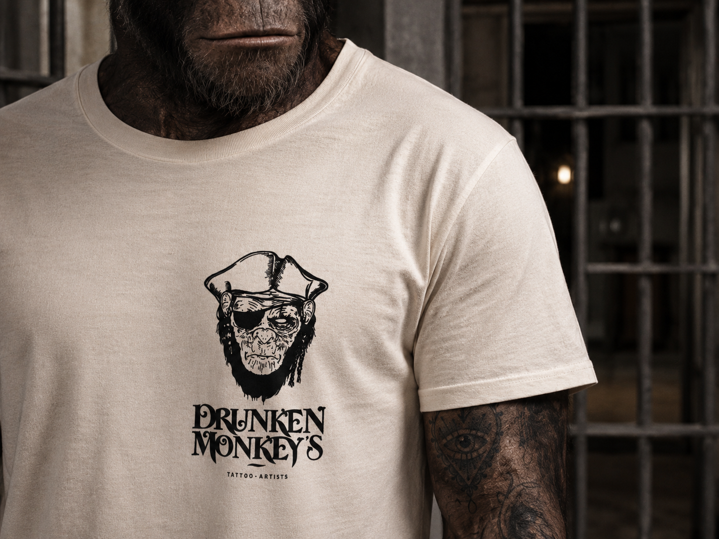 T-Shirt mit Monkey Print (weiß)
