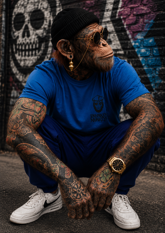 T-Shirt mit Monkey Print in unwiderstehlichem Blau