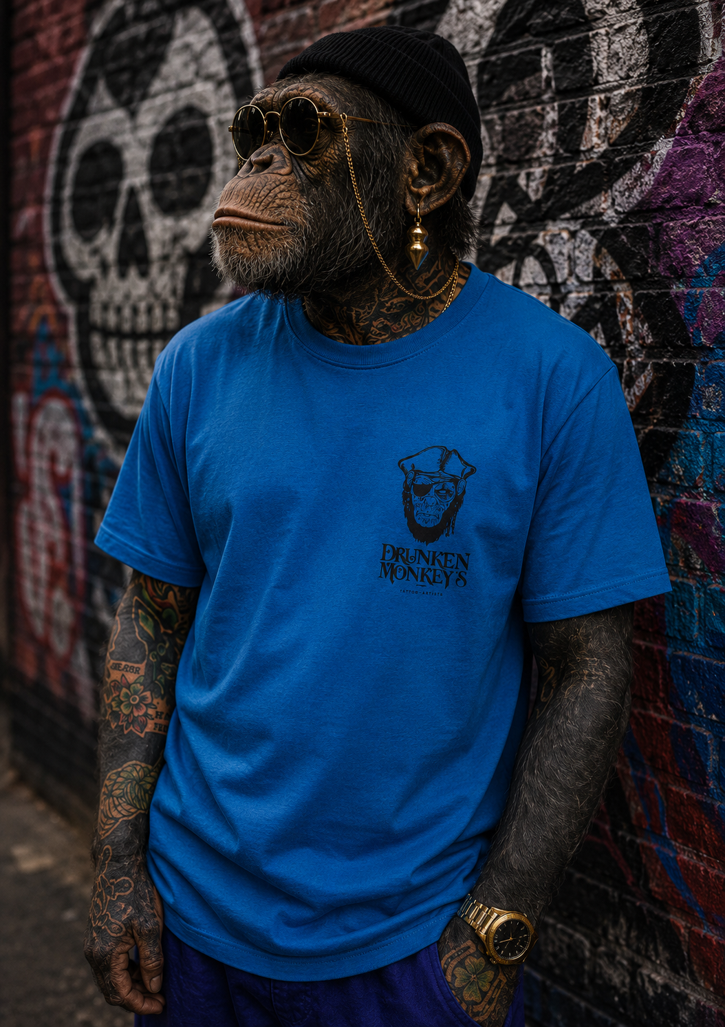T-Shirt mit Monkey Print in unwiderstehlichem Blau