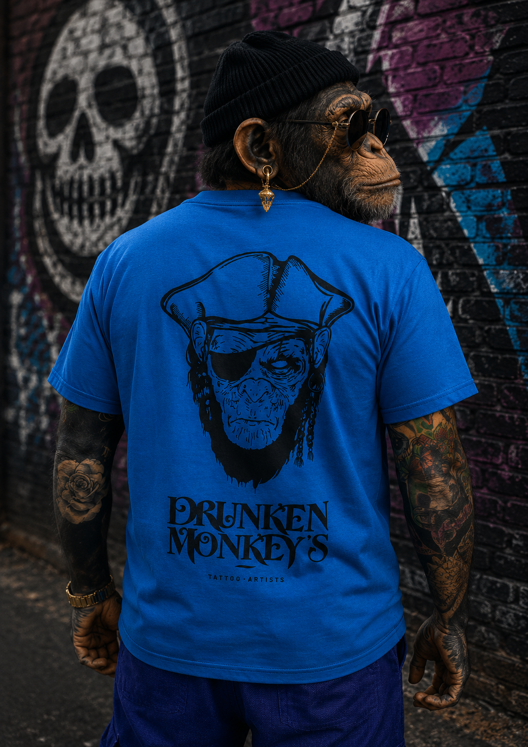 T-Shirt mit Monkey Print in unwiderstehlichem Blau